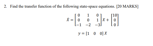 Solved 2. Find the transfer function of the following | Chegg.com