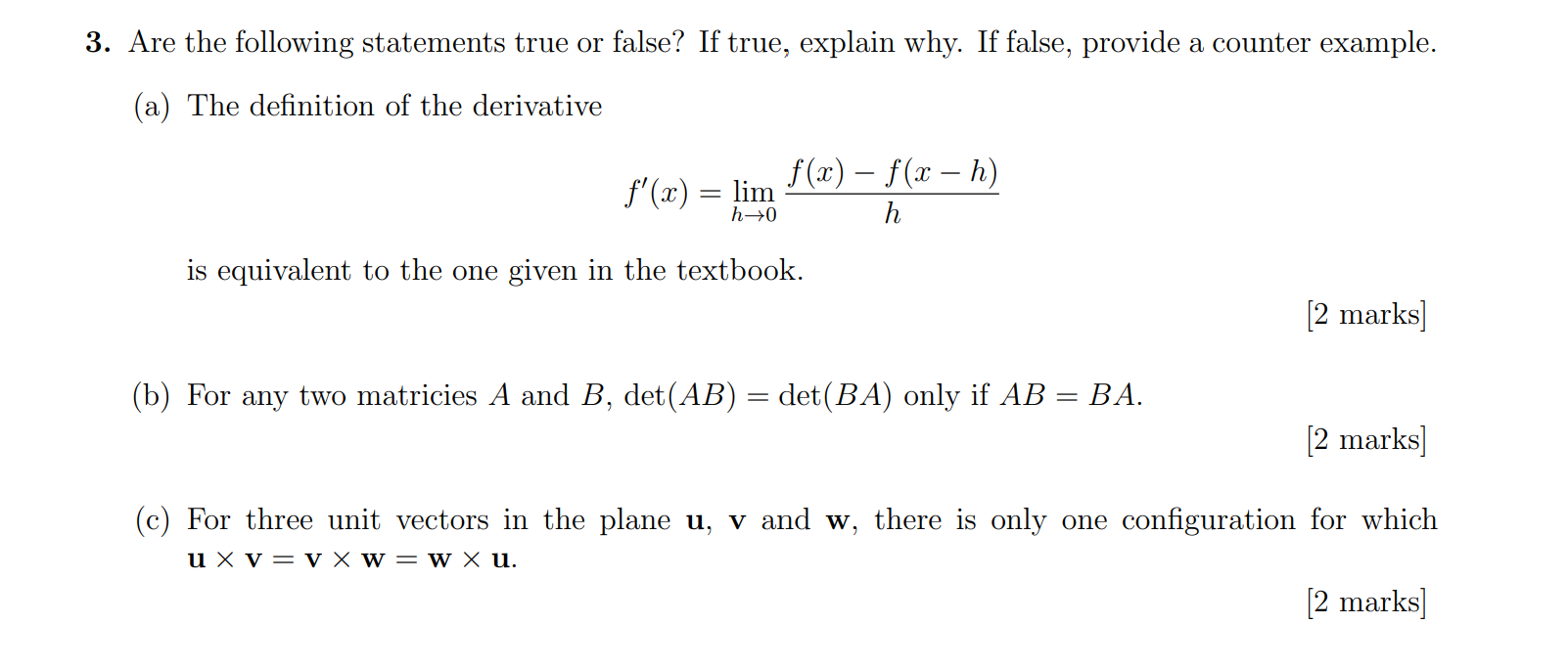 Solved 3. Are the following statements true or false? If | Chegg.com