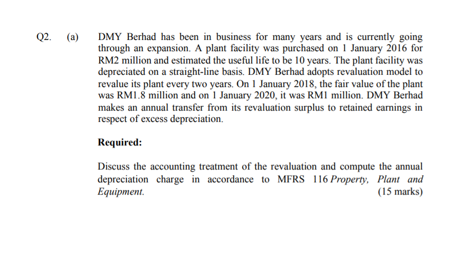 Solved Q2 A Dmy Berhad Has Been In Business For Many Chegg Com