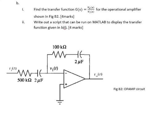 Solved b. i. Vos) V.(s) Find the transfer function () for | Chegg.com