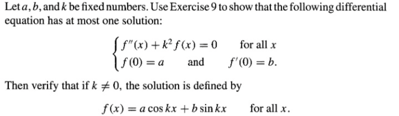 Solved Let A,b, And K Be Fixed Numbers. Use Exercise 9 To | Chegg.com