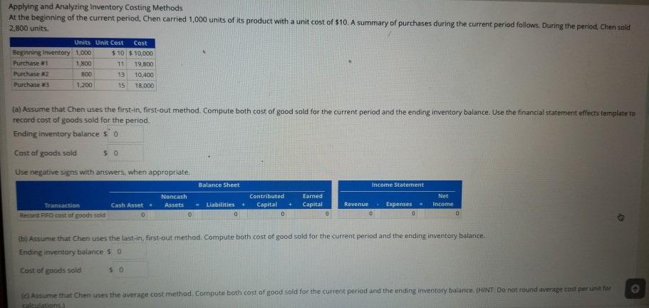 Solved Applying and Analyzing Inventory Costing Methods At | Chegg.com