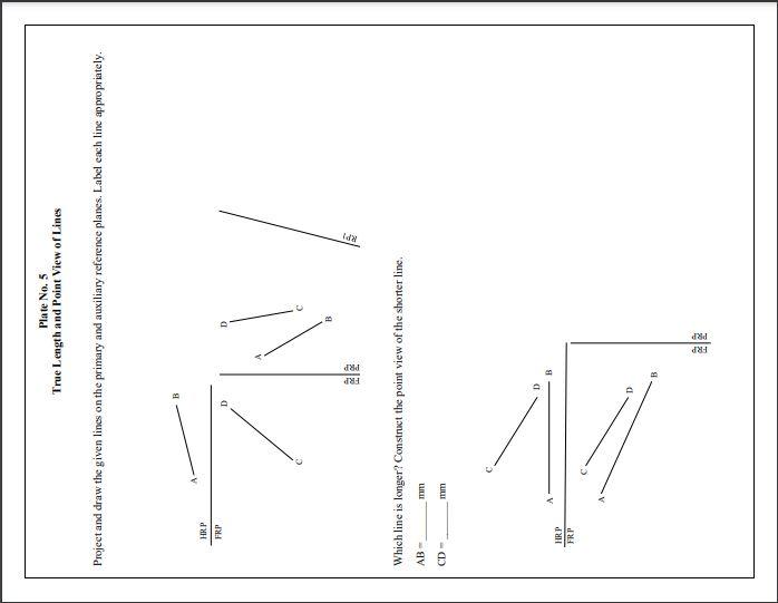 Plate No. 5 True Length and Point View of Lines | Chegg.com