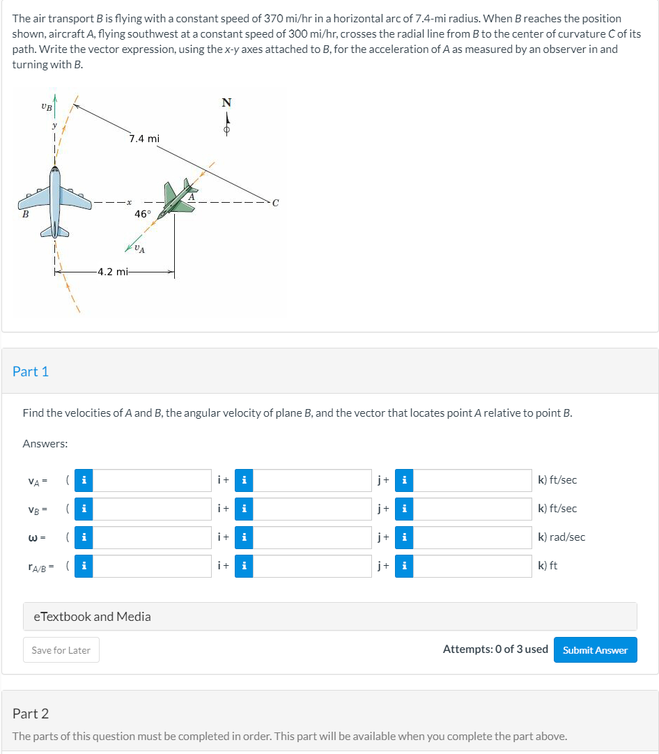 Solved The air transport B is flying with a constant speed | Chegg.com