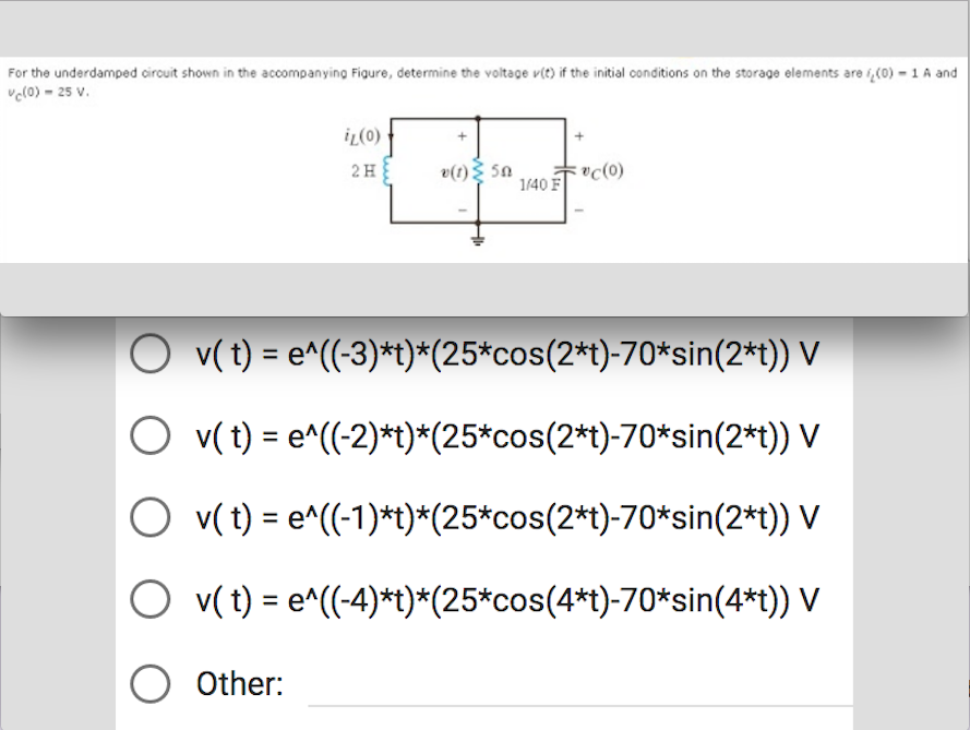 Solved For the underdamped circuit shown in the accompanying | Chegg.com