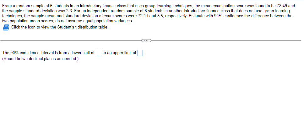 Solved From a random sample of 6 students in an introductory | Chegg.com