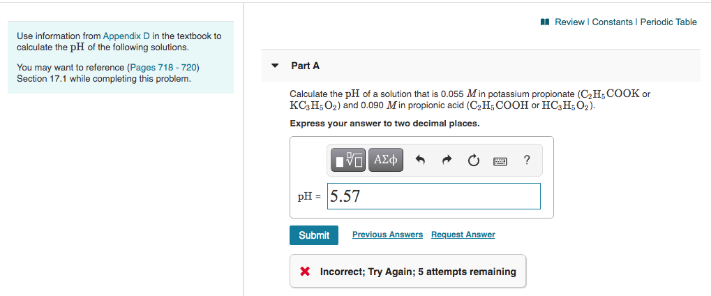 Solved Calculate The PH Of A Solution That Is 0.055 M In | Chegg.com