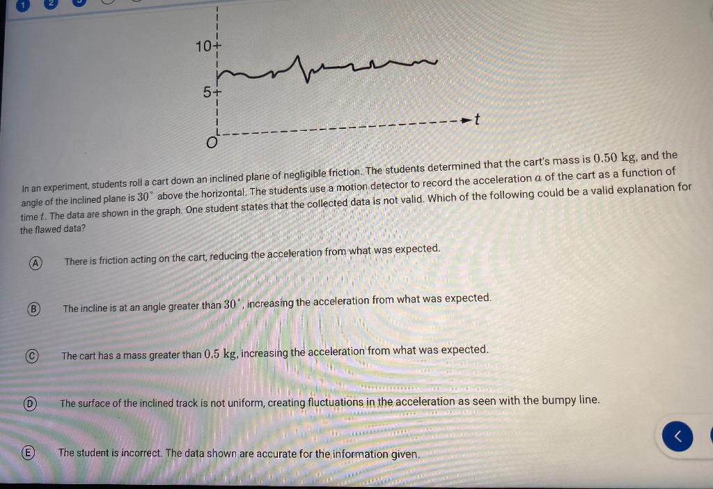 Solved In An Experiment, Students Roll A Cart Down An | Chegg.com