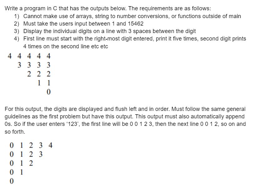 Solved Code this in C please, do not make use of "rows" | Chegg.com