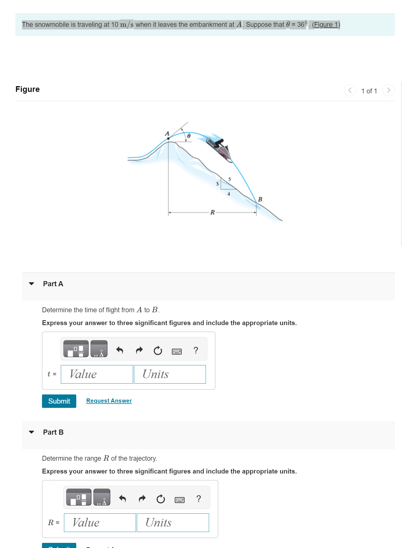 Solved Determine the time of flight from A to B. Express | Chegg.com