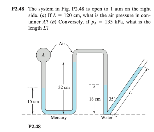 Solved P2.48 The System In Fig. P2.48 Is Open To 1 Atm On | Chegg.com