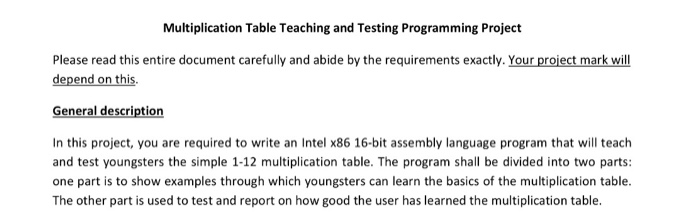 Solved Multiplication Table Teaching and Testing Programming | Chegg.com