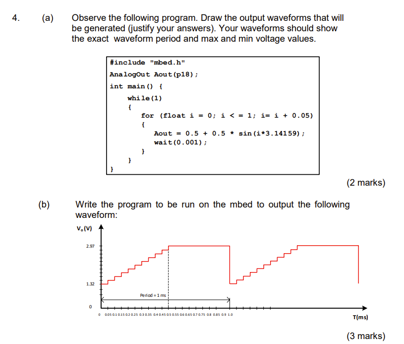 Solved 4. (a) Observe the following program. Draw the output | Chegg.com