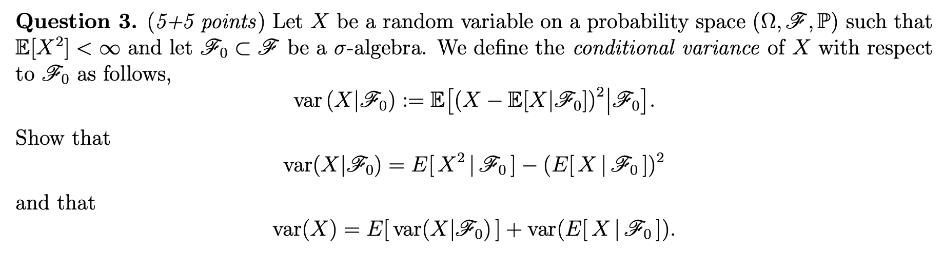 Solved Question 3. (5+5 points ) Let X be a random variable | Chegg.com