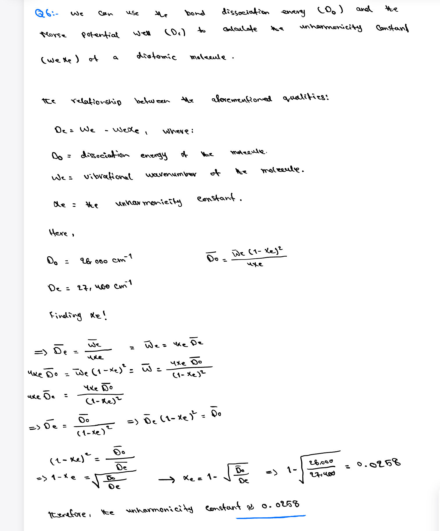 Solved Is my answer correct? I tried to find the anharmonicy | Chegg.com