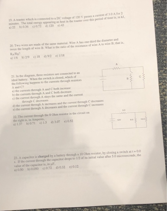 Solved 9 A toaster which is connected to a DC voltage of 120
