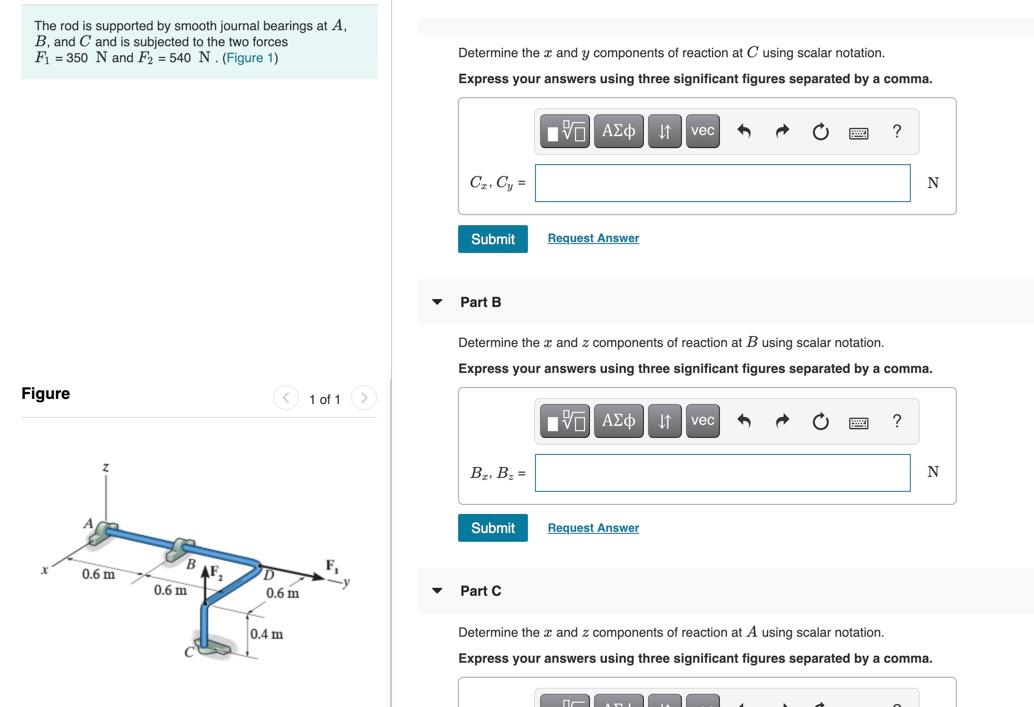 Solved The rod is supported by smooth journal bearings at A 