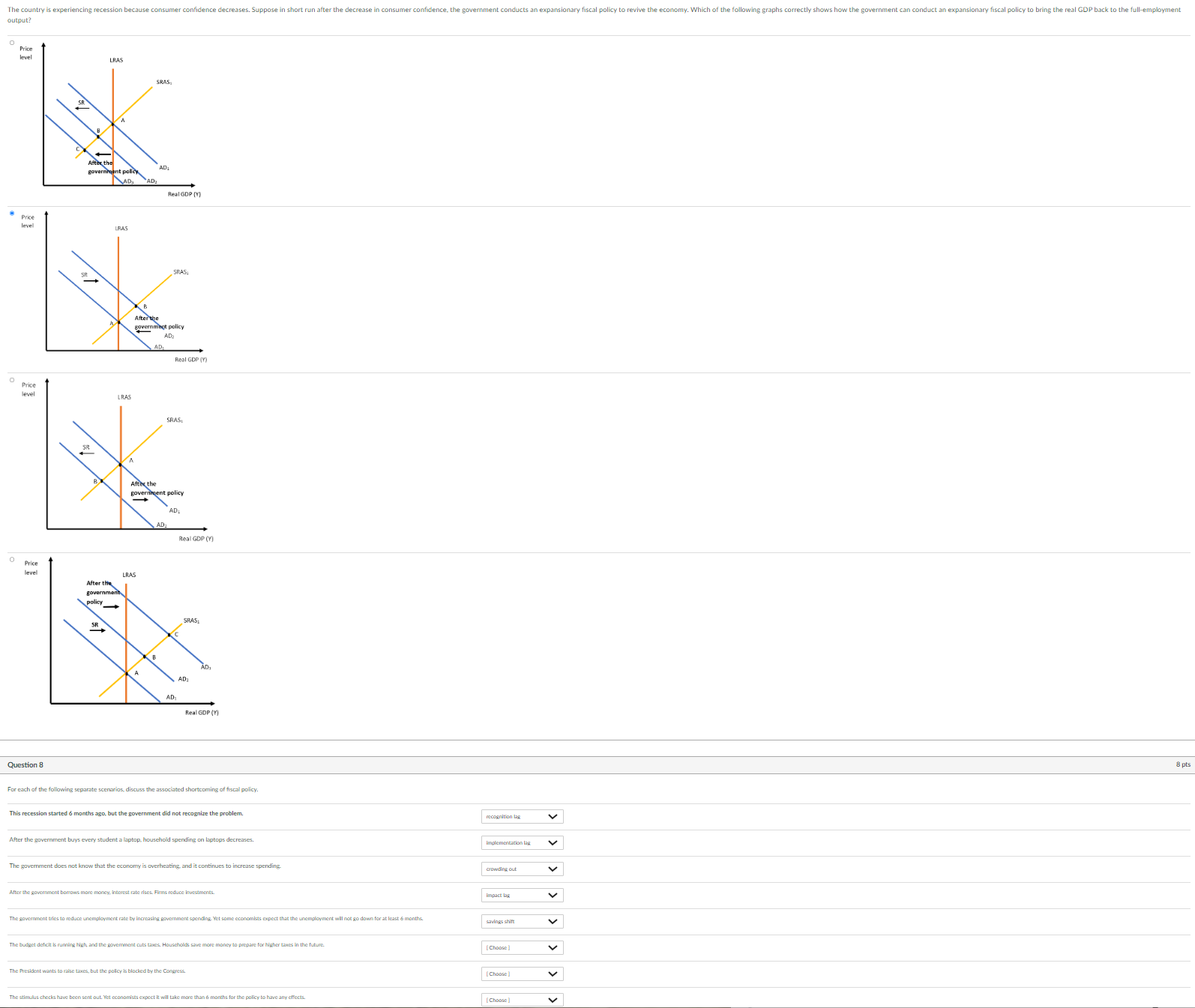Solved The country is experiencing recession because | Chegg.com
