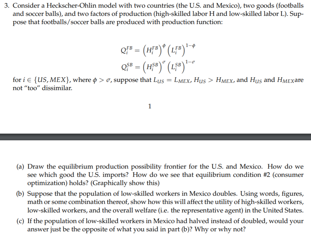 Solved 3. Consider A Heckscher-Ohlin Model With Two | Chegg.com