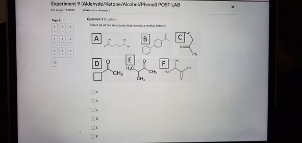 Solved Experiment 9 (Aldehyde/Ketone/Alcohol/Phenol) POST | Chegg.com