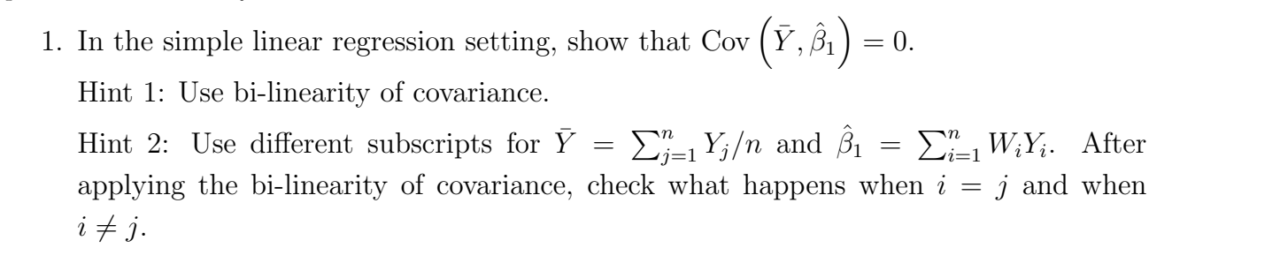 Solved 1. In the simple linear regression setting, show that | Chegg.com