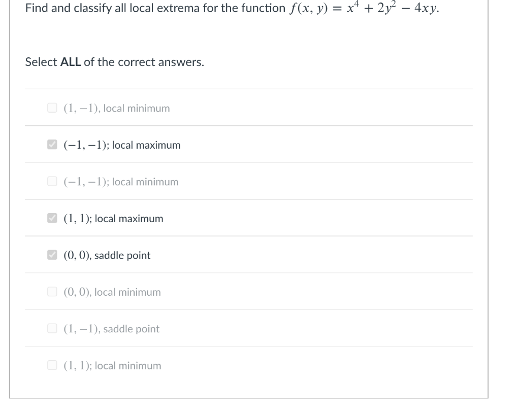 Solved Find and classify all local extrema for the function | Chegg.com