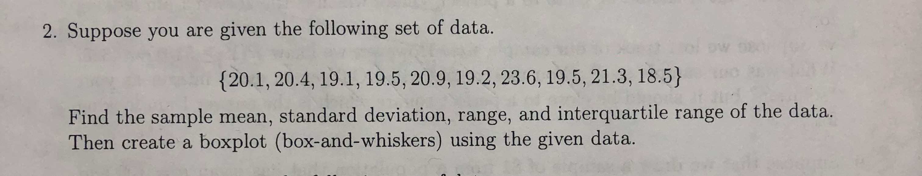 Solved 2. Suppose you are given the following set of data. 1 | Chegg.com