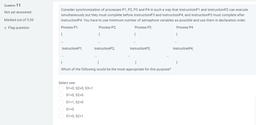 Solved Question 11 Not yet answered Marked out of 3.00 p | Chegg.com