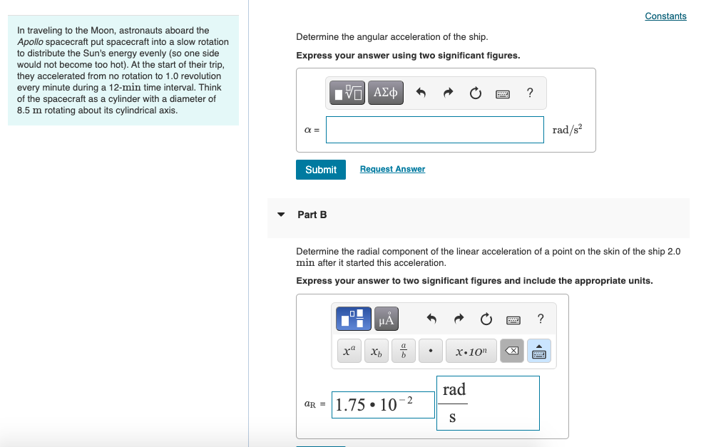 Solved Constants Determine the angular acceleration of the | Chegg.com