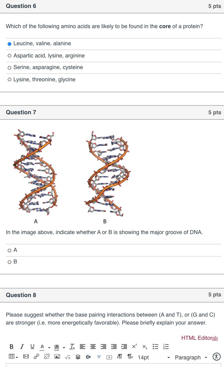 Solved Question 6 5 pts Which of the following amino acids | Chegg.com