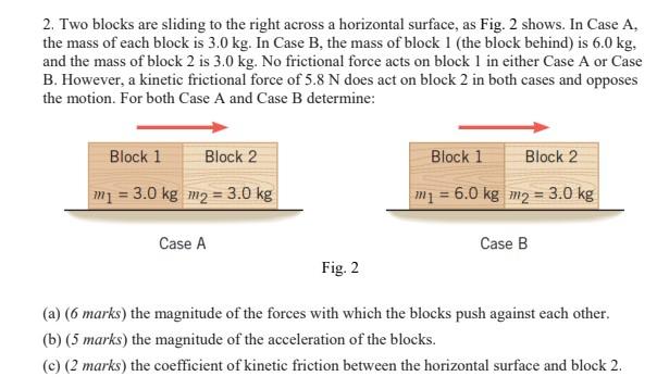 2. Two blocks are sliding to the right across a | Chegg.com