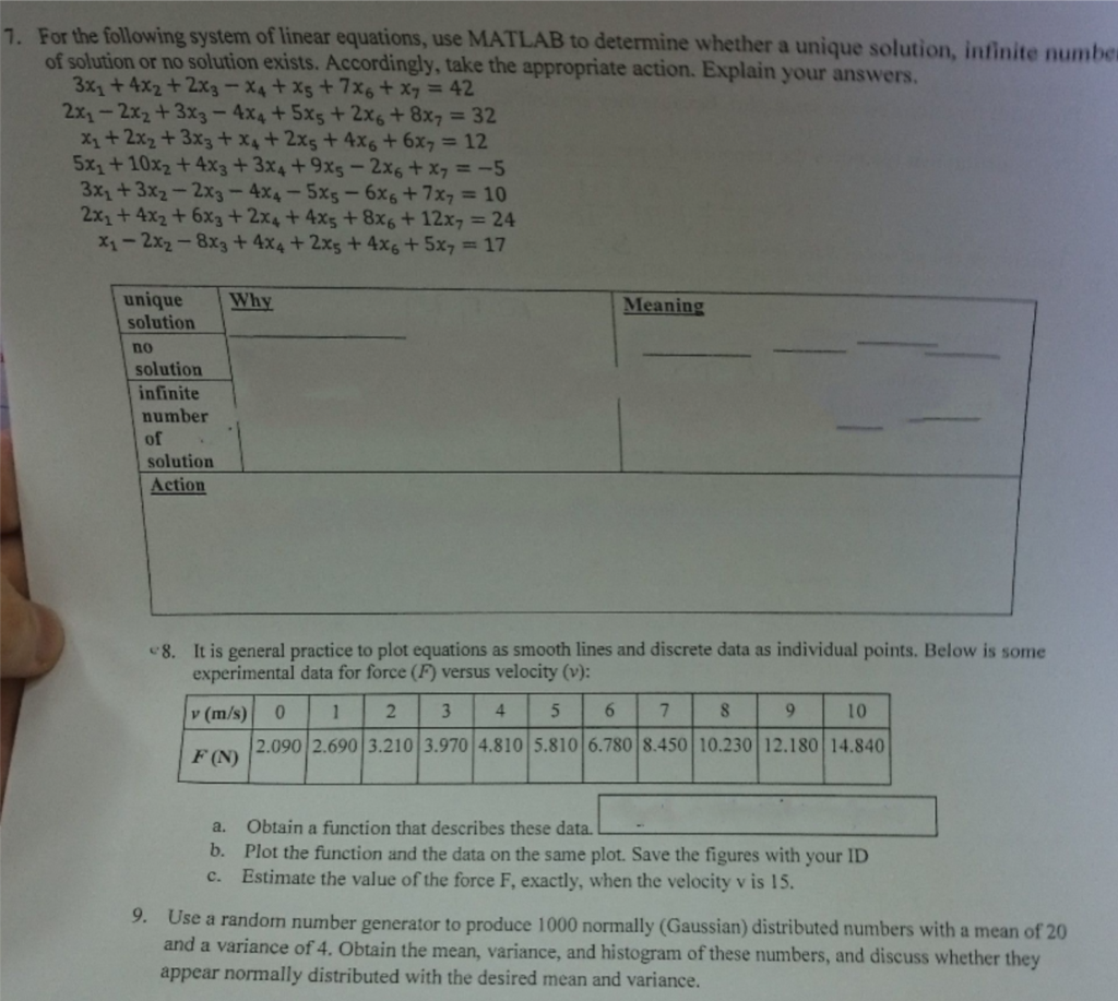 Solved For the following system of linear equations, use | Chegg.com