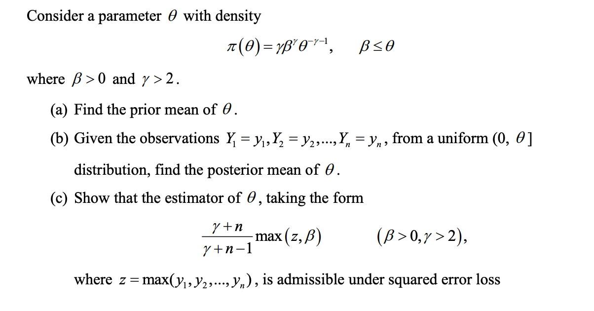 Consider A Parameter 0 With Density O Yp ᏸ Chegg Com