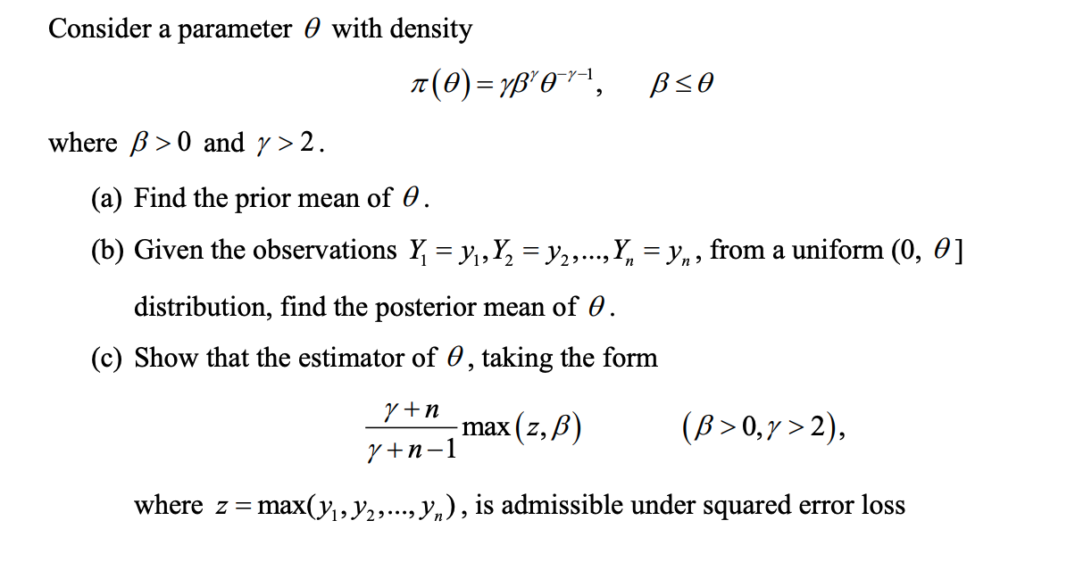 Solved Consider A Parameter 0 With Density O Yp ᏸ Chegg Com