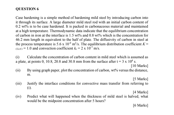 QUESTION 6 Case hardening is a simple method of | Chegg.com