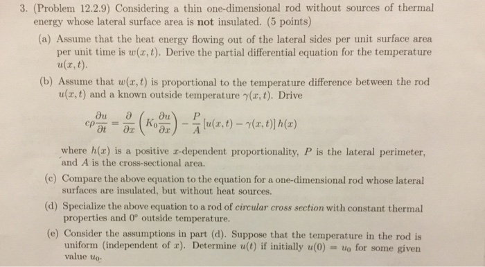 Solved Considering A Thin One Dimensional Rod Without