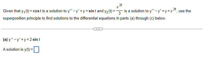 Solved Given that y1(t)=cost is a solution to y′′−y′+y=sint | Chegg.com