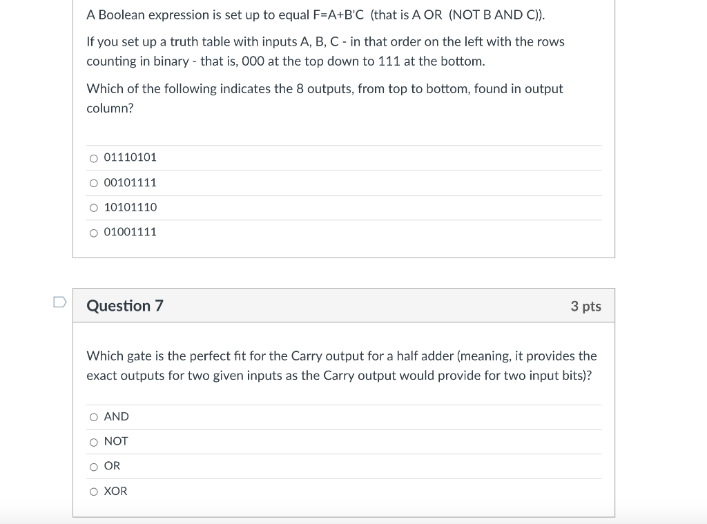Solved A Boolean expression is set up to equal F=A+B'C (that | Chegg.com