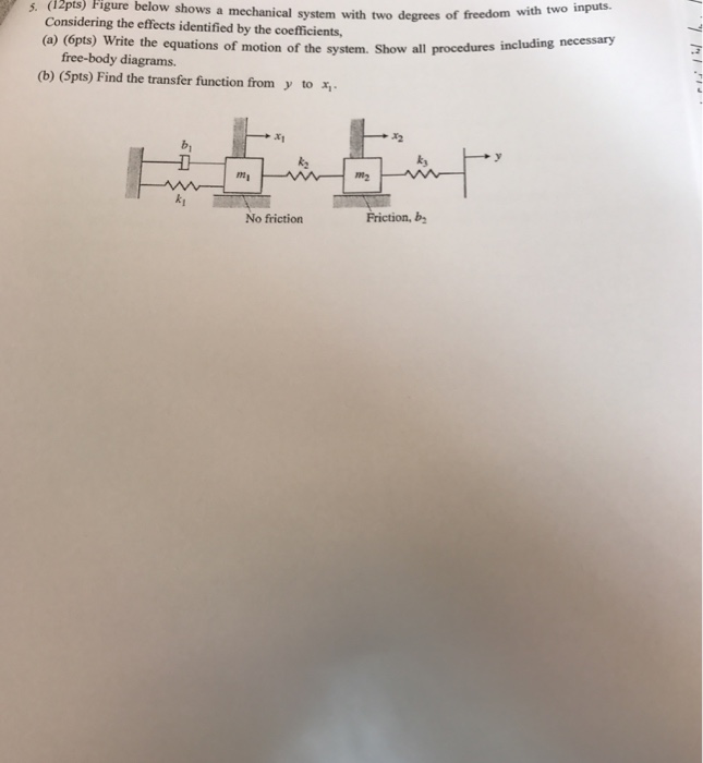 Solved Figure below shows a mechanical system with two | Chegg.com