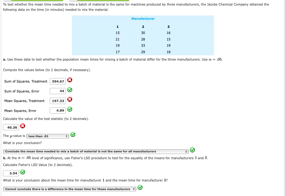 Solved To Test Whether The Mean Time Needed To Mix A Batch | Chegg.com