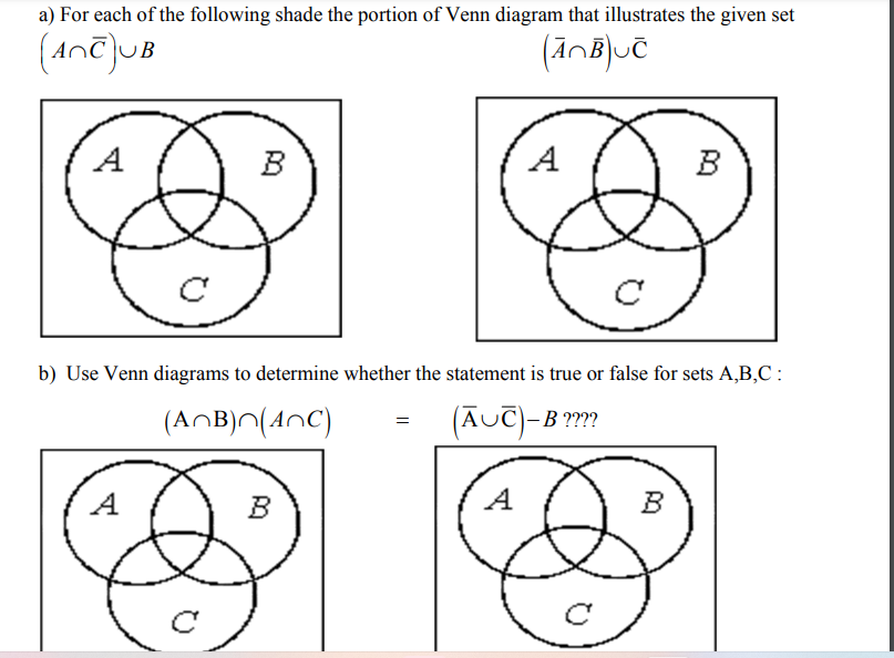 Solved A) For Each Of The Following Shade The Portion Of | Chegg.com