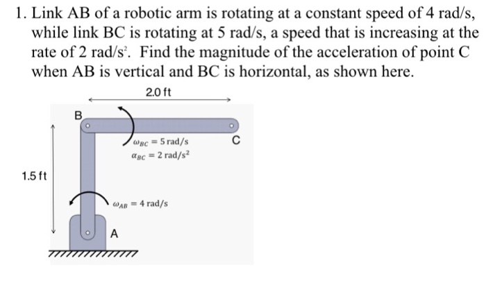 Solved 1. Link AB of a robotic arm is rotating at a constant | Chegg.com