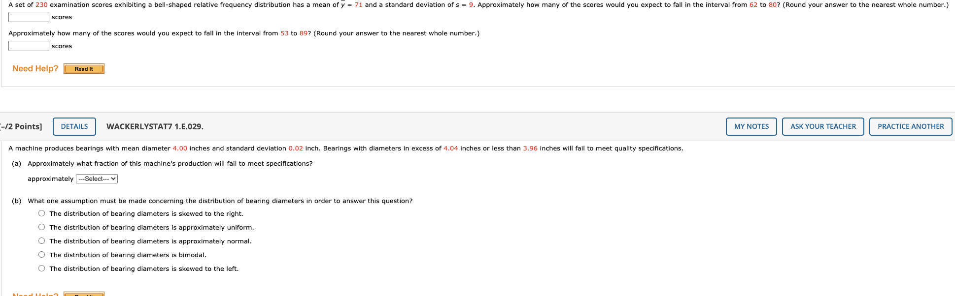 Solved A set of 230 examination scores exhibiting a | Chegg.com