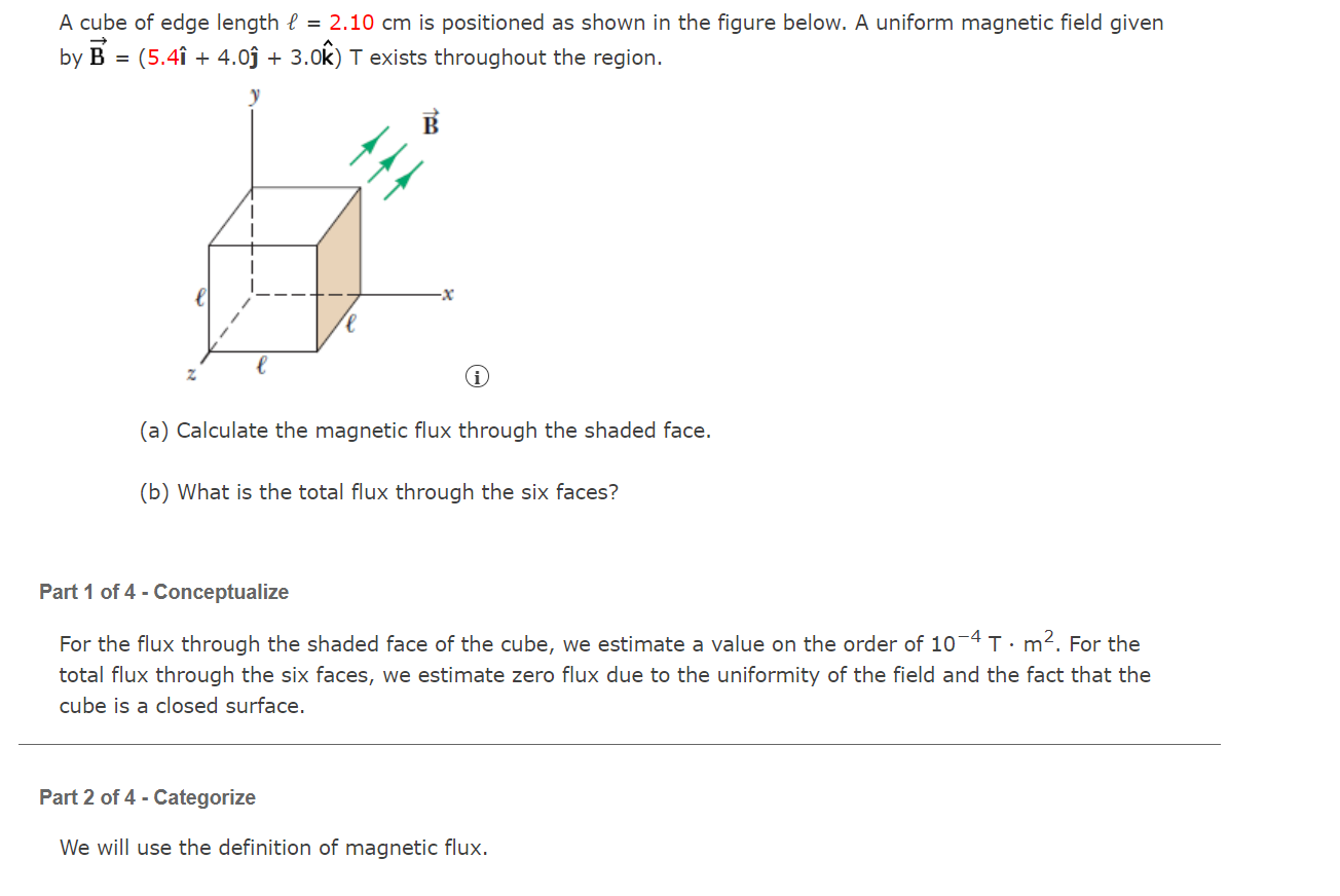 Solved A Cube Of Edge Length L = 2.10 Cm Is Positioned As | Chegg.com