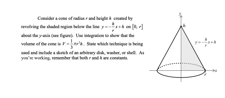 Solved Consider A Cone Of Radius R And Height H Created B Chegg Com