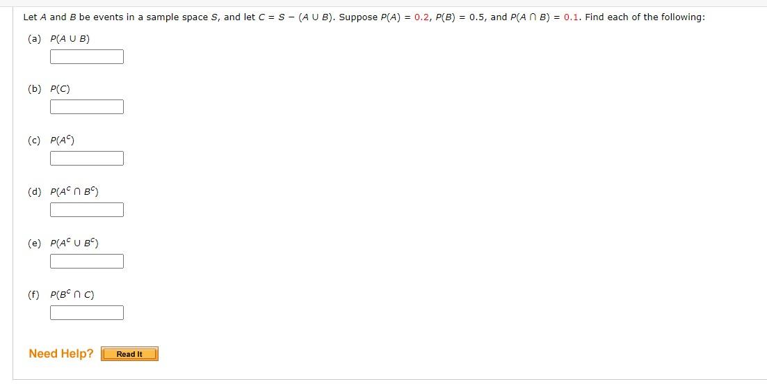 Solved Let A And B Be Events In A Sample Space S, And Let | Chegg.com