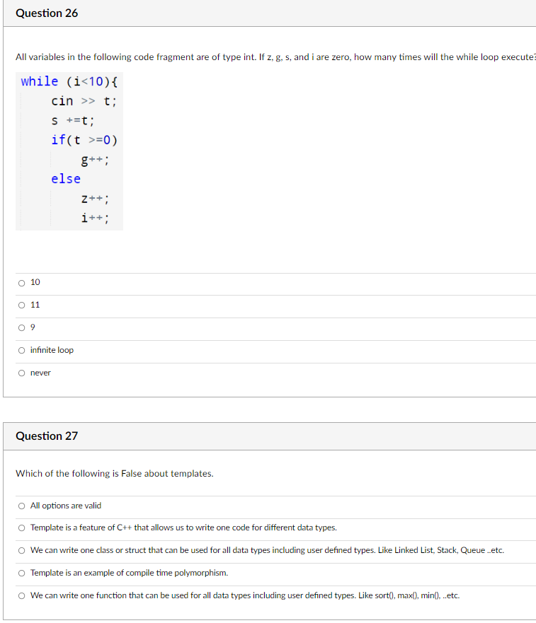 Solved All variables in the following code fragment are of | Chegg.com