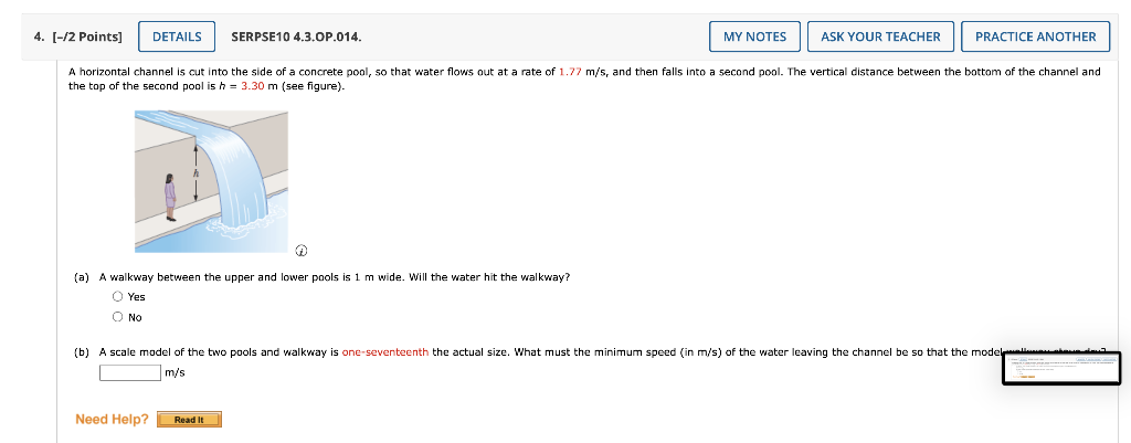 Solved the top of the second pool is h=3.30 m (see figure). | Chegg.com
