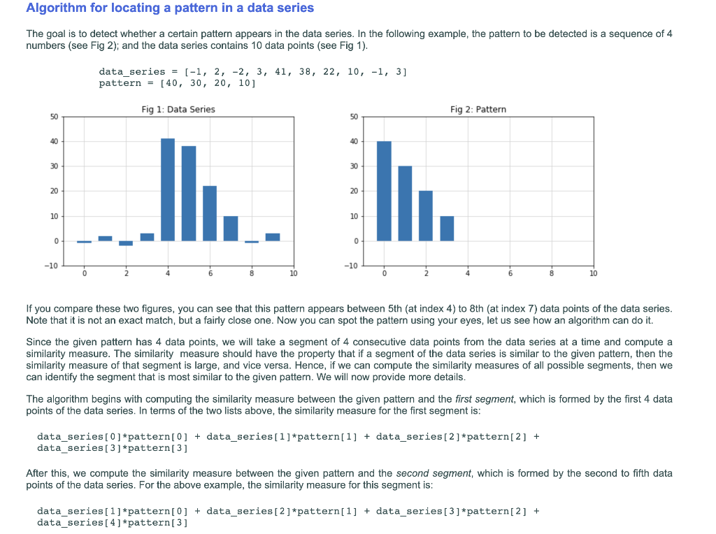 Solved Algorithm for locating a pattern in a data series The | Chegg.com