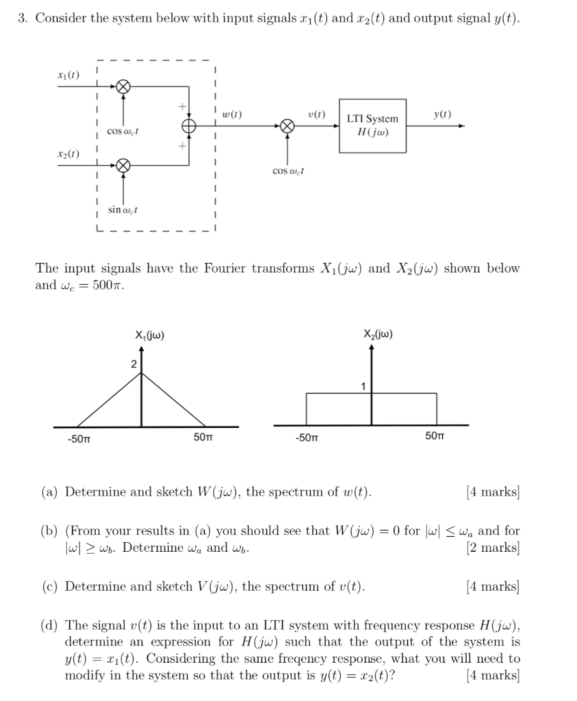 Solved 3 Consider The System Below With Input Signals Xi Chegg Com